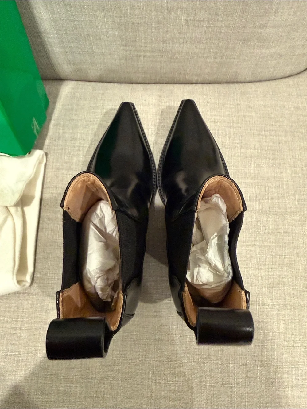 Bottega Veneta Black Pointed Toe Chelsea Wedge Boots